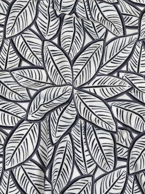 White, Folkstone Gray and Black Leaves UV Protective Compression Swimwear Tricot with Aloe Vera Microcapsules White, Folkstone Gray and Black Leaves UV Protective Compression Swimwear Tricot with Aloe Vera Microcapsules