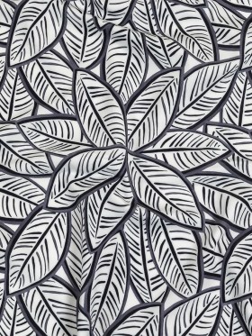 White, Folkstone Gray and Black Leaves UV Protective Compression Swimwear Tricot with Aloe Vera Microcapsules White, Folkstone Gray and Black Leaves UV Protective Compression Swimwear Tricot with Aloe Vera Microcapsules