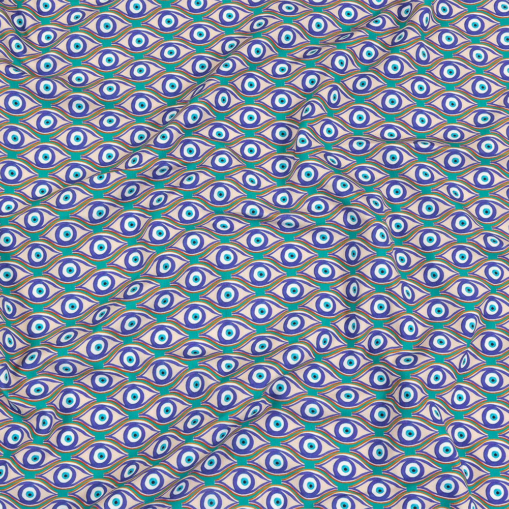 Green and Blue Evil Eye UV Protective Compression Swimwear Tricot with Aloe Vera Microcapsules Green and Blue Evil Eye UV Protective Compression Swimwear Tricot with Aloe Vera Microcapsules