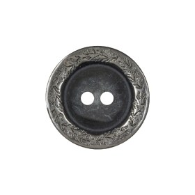 Shimmering Gray Carved Floral Rim 2-Hole Plastic Button – 36L/23mm Shimmering Gray Carved Floral Rim 2-Hole Plastic Button – 36L/23mm