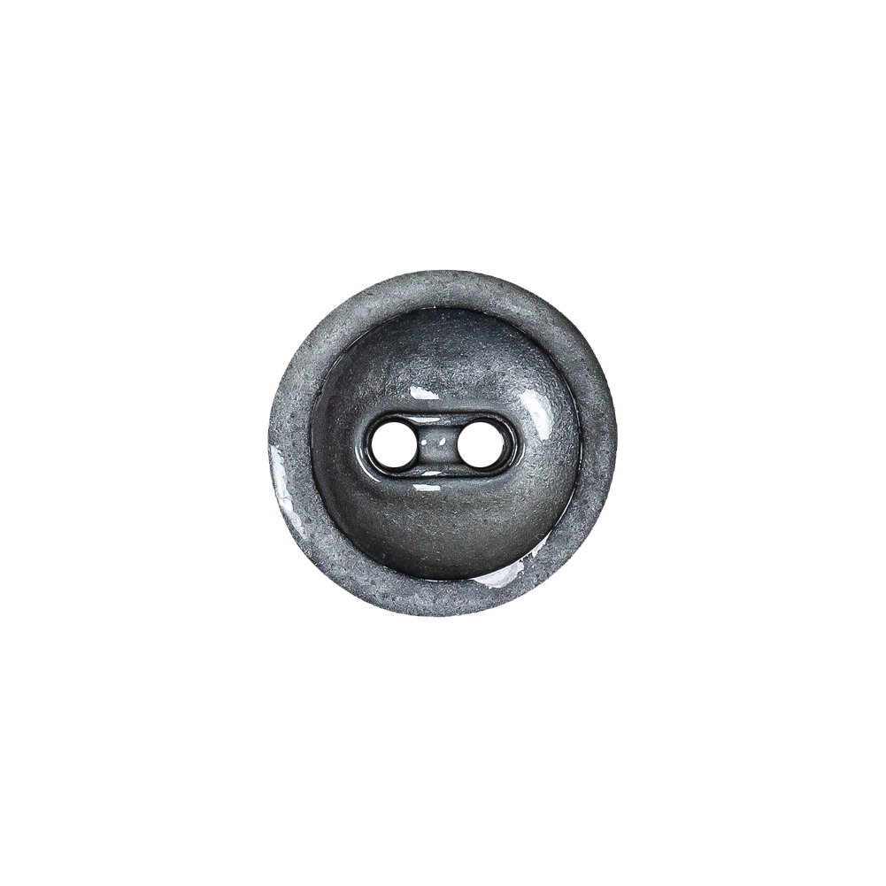Cool Gray and Black Enamel-Look 2-Hole Plastic Dish Button – 24L/15mm Cool Gray and Black Enamel-Look 2-Hole Plastic Dish Button – 24L/15mm