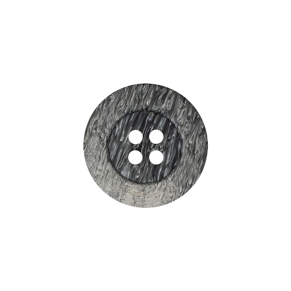 Gray and White Striated 4-Hole Plastic Button – 28L/18mm Gray and White Striated 4-Hole Plastic Button – 28L/18mm