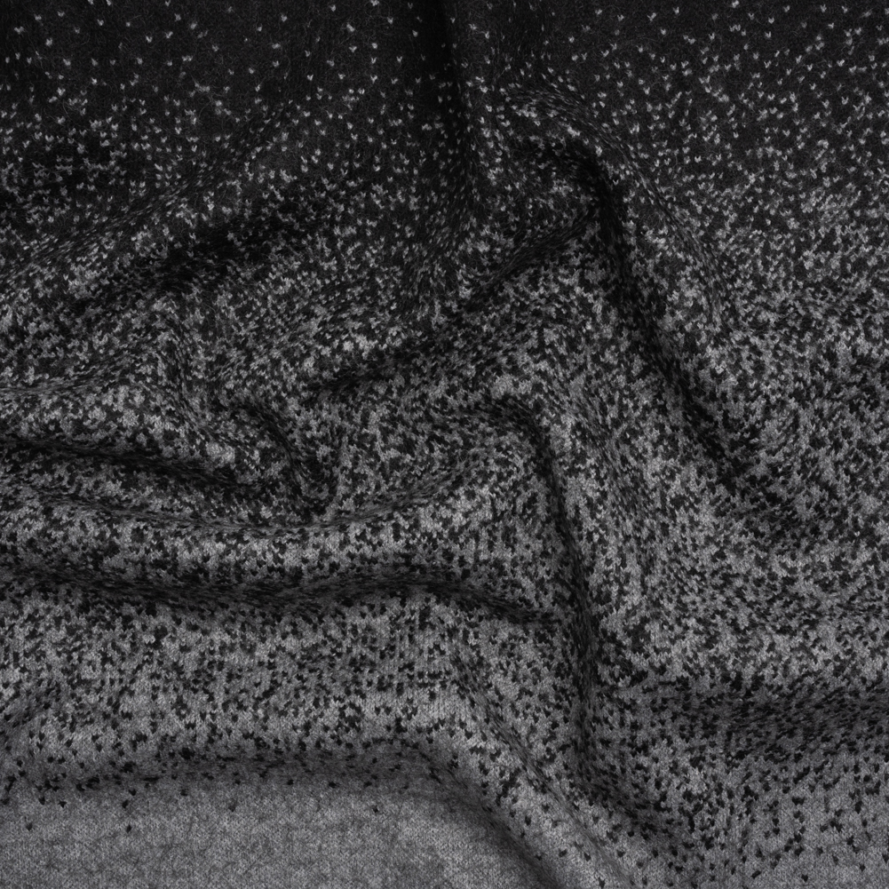 Black and Gray Spotted Gradient Felted Wool Double Knit Panel Black and Gray Spotted Gradient Felted Wool Double Knit Panel