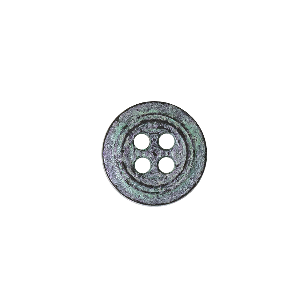 Italian Aqua and Lilac Oxidized Metal 4-Hole Button – 20L/12.5mm Italian Aqua and Lilac Oxidized Metal 4-Hole Button – 20L/12.5mm