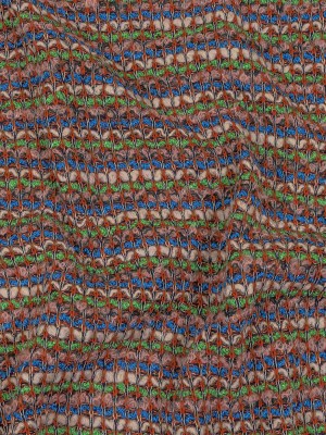 Italian Lime, Bright Blue and Light Pink Striped Boucle Wool Sweater Knit Italian Lime, Bright Blue and Light Pink Striped Boucle Wool Sweater Knit