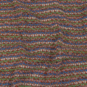 Italian Lime, Bright Blue and Light Pink Striped Boucle Wool Sweater Knit Italian Lime, Bright Blue and Light Pink Striped Boucle Wool Sweater Knit