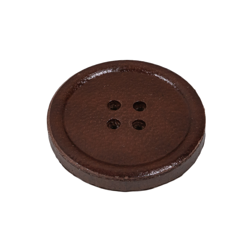Italian Brown Low Convex 4-Hole Leather Button – 40L/25.5mm Italian Brown Low Convex 4-Hole Leather Button – 40L/25.5mm