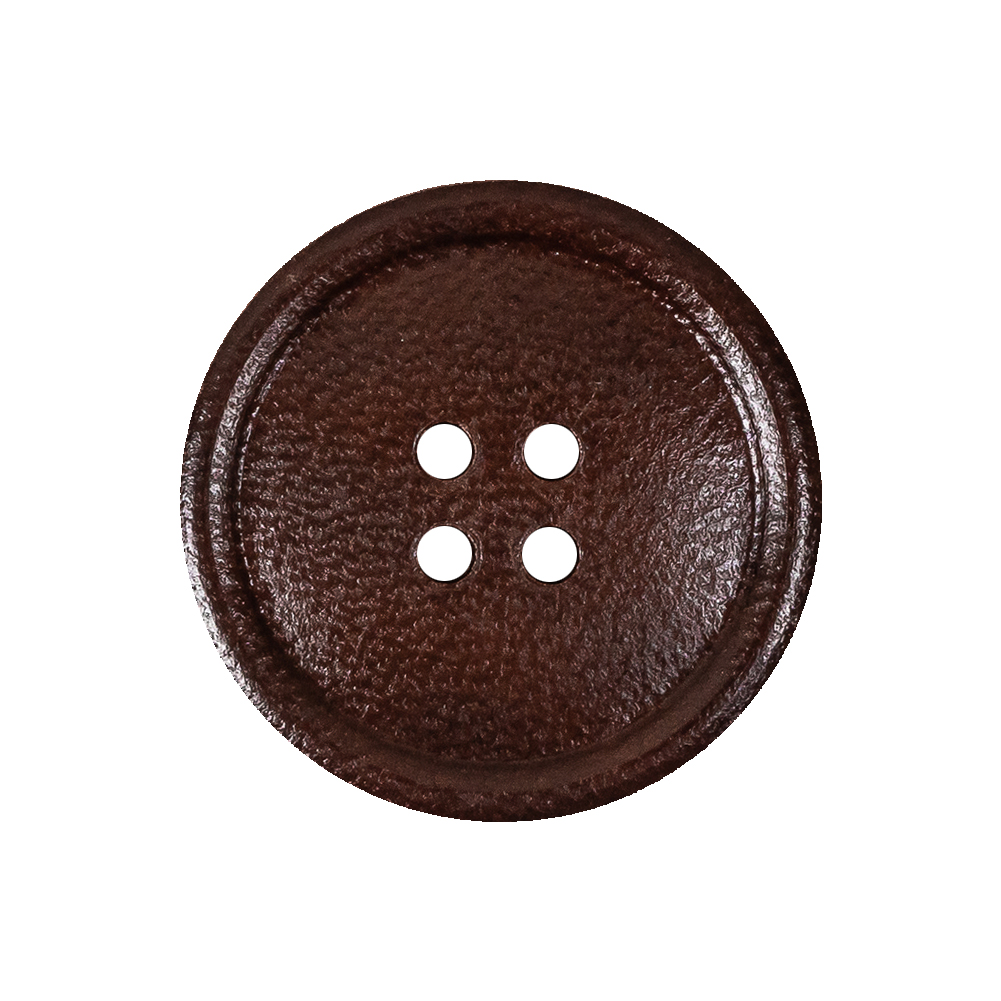 Italian Brown Low Convex 4-Hole Leather Button – 40L/25.5mm Italian Brown Low Convex 4-Hole Leather Button – 40L/25.5mm