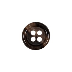 Dark Brown and Almond Mottled Semitransparent 4-Hole Rolled Rim Plastic Button – 24L/15mm Dark Brown and Almond Mottled Semitransparent 4-Hole Rolled Rim Plastic Button – 24L/15mm