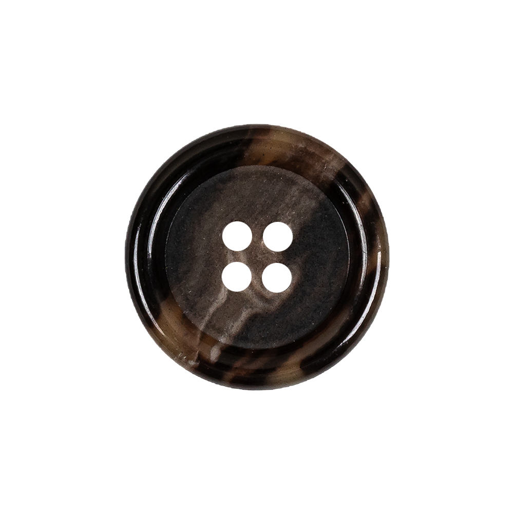 Dark Brown and Almond Mottled Semitransparent 4-Hole Rolled Rim Plastic Button – 34L/21.5mm Dark Brown and Almond Mottled Semitransparent 4-Hole Rolled Rim Plastic Button – 34L/21.5mm