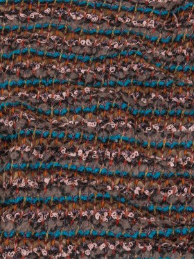 Italian Turquoise, Greige, and Pink Striped Boucle Wool Sweater Knit Italian Turquoise, Greige, and Pink Striped Boucle Wool Sweater Knit