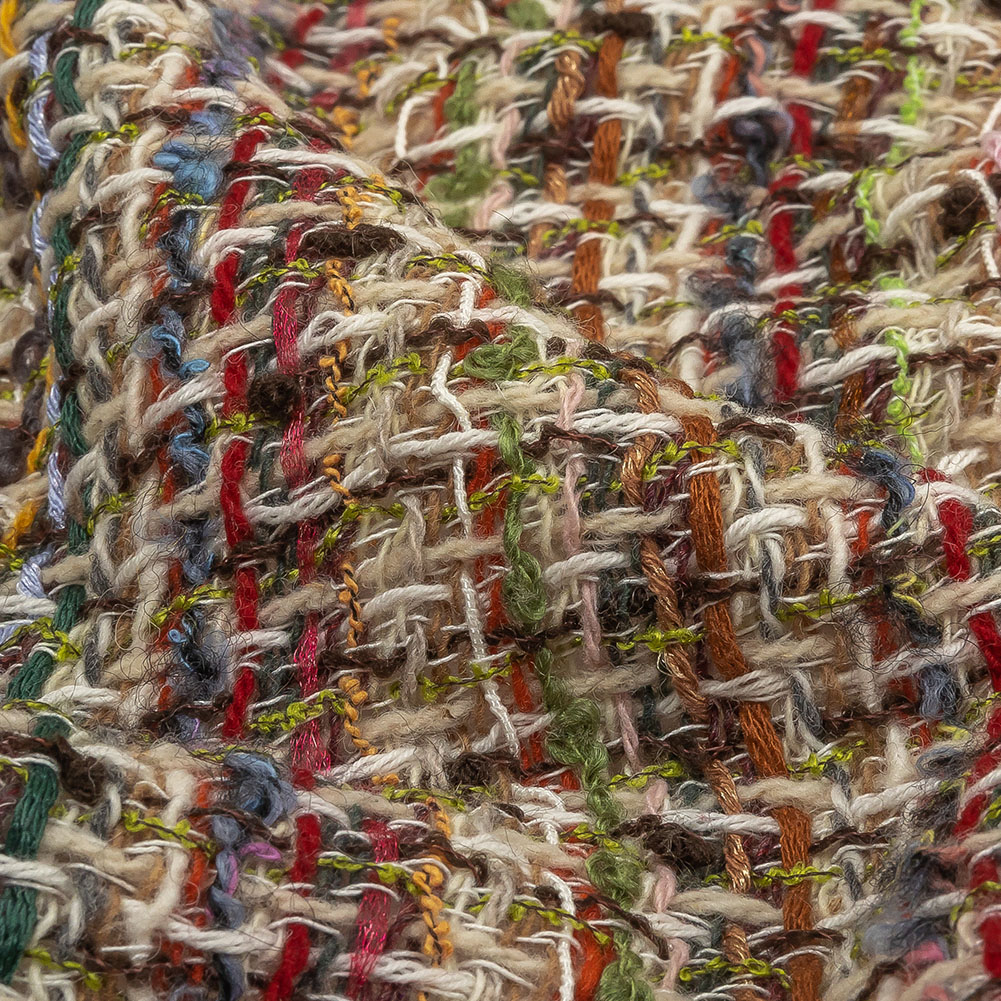 Italian Desert Taupe, Blue and Pink Wool Blend Tweed Italian Desert Taupe, Blue and Pink Wool Blend Tweed