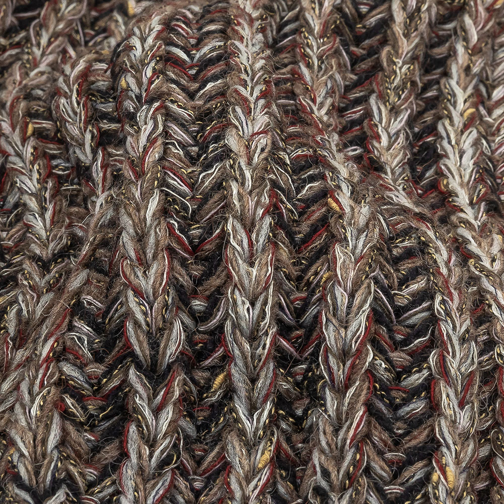 Black, Burgundy and Striped Yellow Chunky Sweater Knit