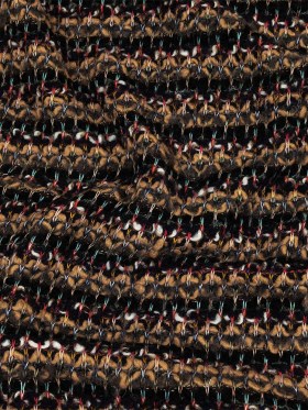 Italian Camel, Gray, and Navy Striped Boucle Wool Sweater Knit Italian Camel, Gray, and Navy Striped Boucle Wool Sweater Knit