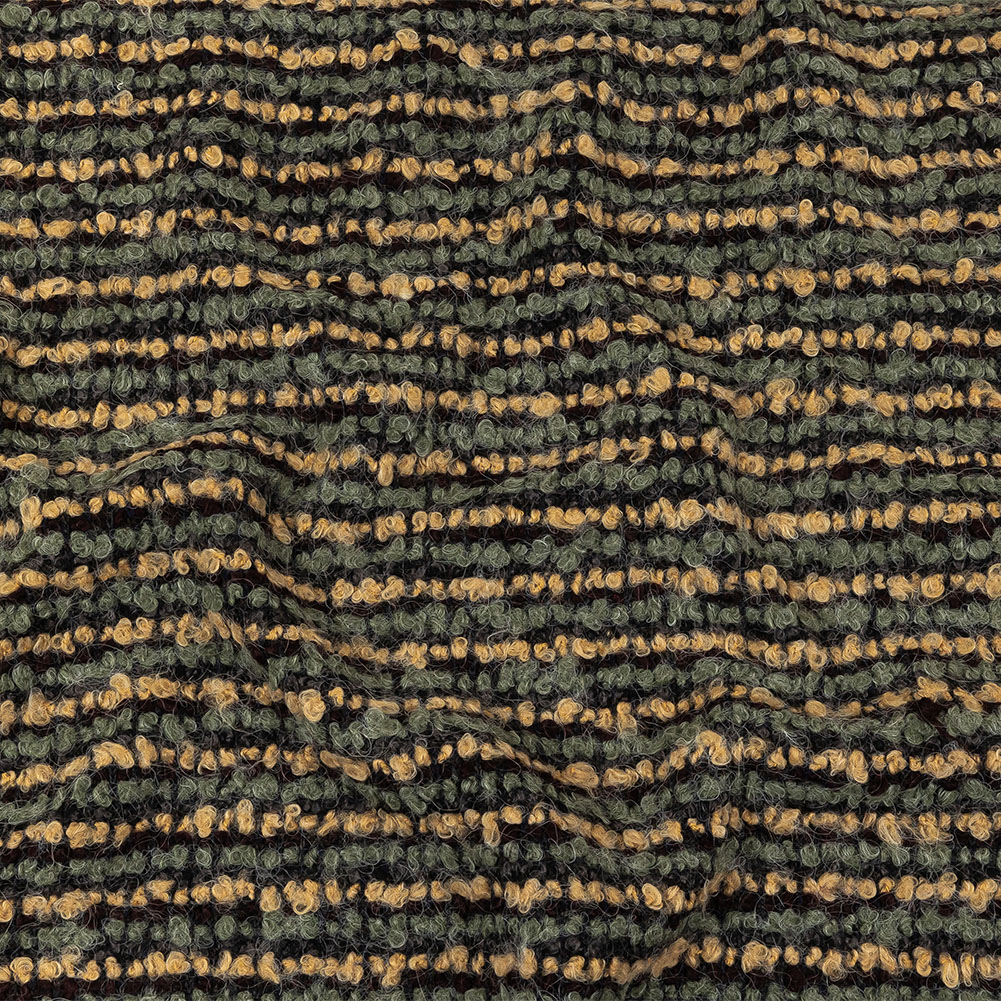 Yellow Beige, Tea and Coffee Striped Boucle Chunky Wool Sweater Knit Yellow Beige, Tea and Coffee Striped Boucle Chunky Wool Sweater Knit