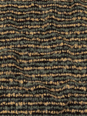 Yellow Beige, Tea and Coffee Striped Boucle Chunky Wool Sweater Knit Yellow Beige, Tea and Coffee Striped Boucle Chunky Wool Sweater Knit