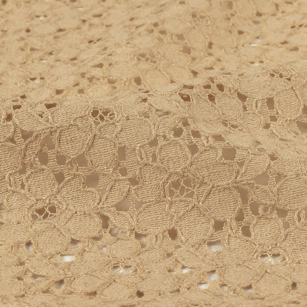 Metallic Gold and Beige Floral Corded Lace
