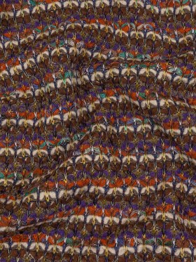 Brown, Orange and Purple Striped Boucle Wool Sweater Knit with Metallic SIlver Accents Brown, Orange and Purple Striped Boucle Wool Sweater Knit with Metallic SIlver Accents