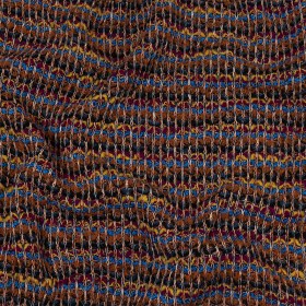Italian Rust, Fuchsia and Blue Striped Boucled Chunky Wool Sweater Knit Italian Rust, Fuchsia and Blue Striped Boucled Chunky Wool Sweater Knit