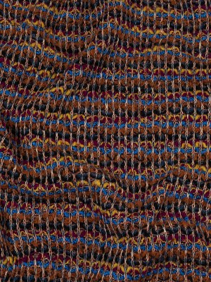 Italian Rust, Fuchsia and Blue Striped Boucled Chunky Wool Sweater Knit Italian Rust, Fuchsia and Blue Striped Boucled Chunky Wool Sweater Knit