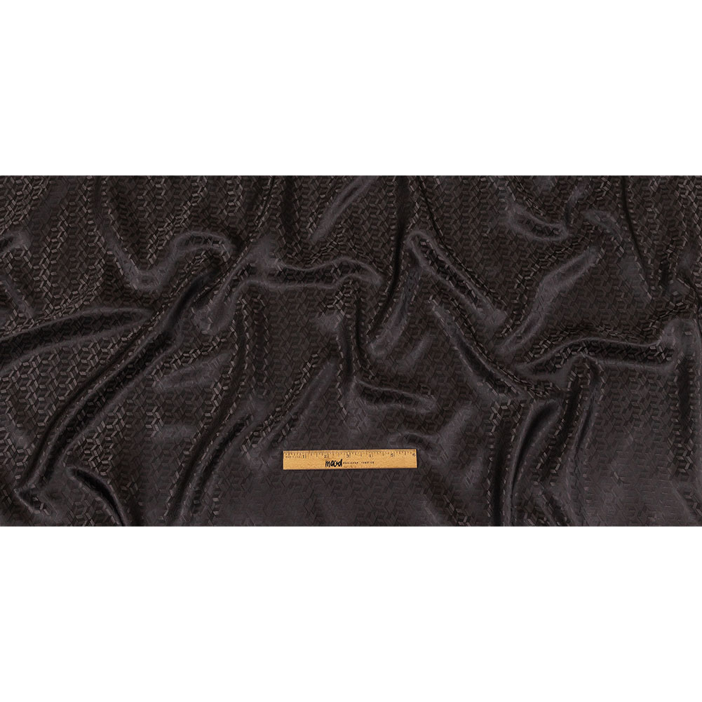 Black and Charcoal Faux 3D Boxes Jacquard Lining Black and Charcoal Faux 3D Boxes Jacquard Lining