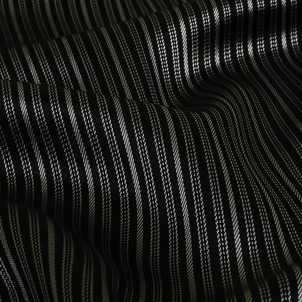 Black and Silver Striped Acetate Twill Lining