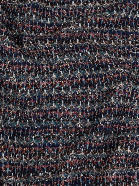 Pink, Dusty Teal and Navy Striped Boucle Blended Wool Sweater Knit Pink, Dusty Teal and Navy Striped Boucle Blended Wool Sweater Knit