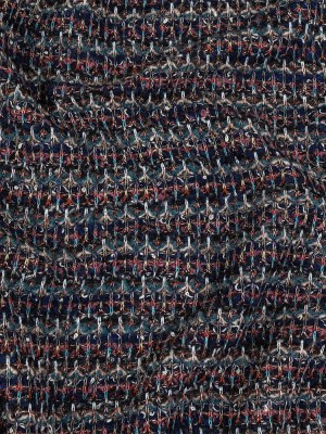 Pink, Dusty Teal and Navy Striped Boucle Blended Wool Sweater Knit Pink, Dusty Teal and Navy Striped Boucle Blended Wool Sweater Knit