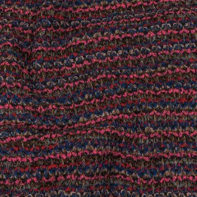 Italian Pink, Blue and Red Striped Boucle Blended Wool Sweater Knit Italian Pink, Blue and Red Striped Boucle Blended Wool Sweater Knit