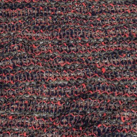 Italian Navy, Beige and Neon Pink Striped Boucle Blended Wool Sweater Knit Italian Navy, Beige and Neon Pink Striped Boucle Blended Wool Sweater Knit