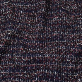 Italian Maritime Blue, Dusty Rose, and Red Striated Boucle Blended Wool Sweater Knit Italian Maritime Blue, Dusty Rose, and Red Striated Boucle Blended Wool Sweater Knit