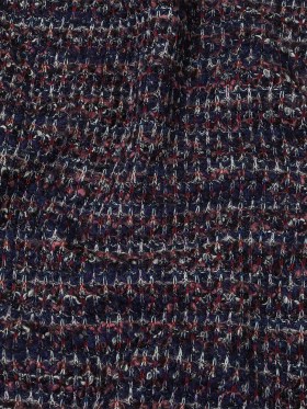 Italian Maritime Blue, Dusty Rose, and Red Striated Boucle Blended Wool Sweater Knit Italian Maritime Blue, Dusty Rose, and Red Striated Boucle Blended Wool Sweater Knit