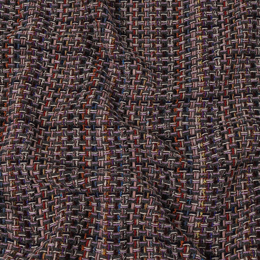 Italian Charcoal, Candy Pink and Blue Blended Wool Tweed Italian Charcoal, Candy Pink and Blue Blended Wool Tweed