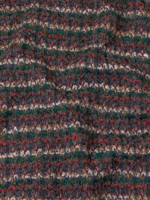 Italian Gray, Emerald, and Pink Striped Boucle Blended Wool Sweater Knit Italian Gray, Emerald, and Pink Striped Boucle Blended Wool Sweater Knit