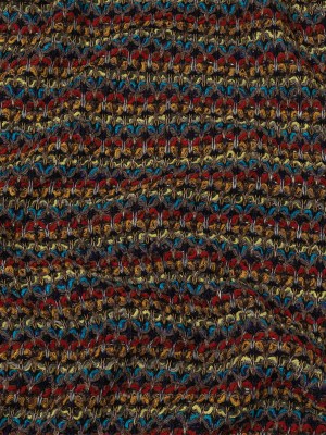 Italian Taupe and Multicolor Chenille and Boucle Striped Blended Wool Sweater Knit Italian Taupe and Multicolor Chenille and Boucle Striped Blended Wool Sweater Knit