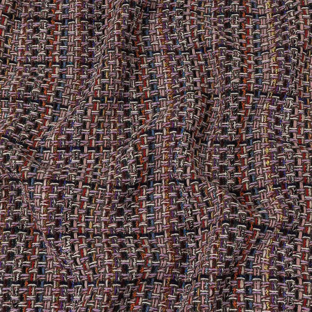 Italian Lilac, Gray and Multicolor Tweedy Plaid Blended Wool Woven Italian Lilac, Gray and Multicolor Tweedy Plaid Blended Wool Woven