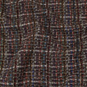 Black Coffee, Cream and Multicolor Tweedy Plaid Blended Wool Woven Black Coffee, Cream and Multicolor Tweedy Plaid Blended Wool Woven