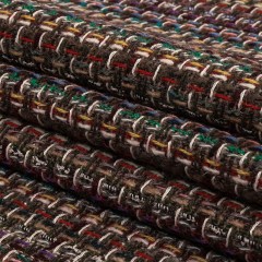 Italian Gray Brown, Burgundy and Multicolor Tweedy Plaid Blended Wool Woven Italian Gray Brown, Burgundy and Multicolor Tweedy Plaid Blended Wool Woven