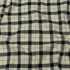 Cream and Black Plaid Brushed Cotton Twill Cream and Black Plaid Brushed Cotton Twill