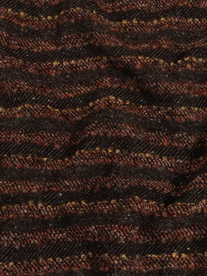 Brown, Black and Orange Boucle Stripes Blended Wool Twill Coating Brown, Black and Orange Boucle Stripes Blended Wool Twill Coating