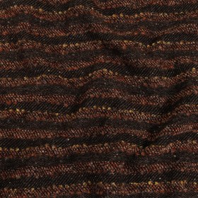 Brown, Black and Orange Boucle Stripes Blended Wool Twill Coating Brown, Black and Orange Boucle Stripes Blended Wool Twill Coating