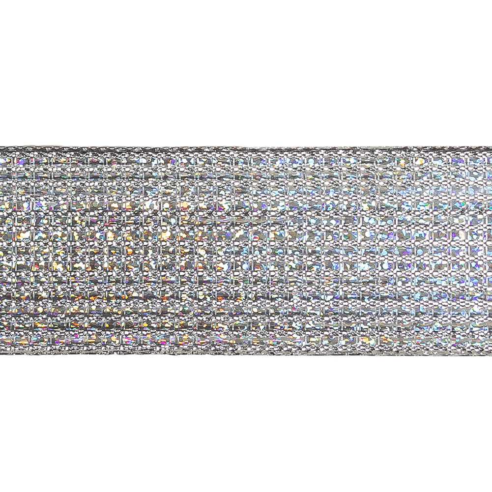 Metallic Silver Iridescent Wire Edged Ribbon - 1.5"