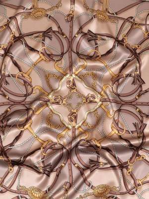 Mood Exclusive Italian Beige, Taupe and Gold Bridles and Reins Silk Charmeuse Panel Mood Exclusive Italian Beige, Taupe and Gold Bridles and Reins Silk Charmeuse Panel