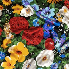 Mood Exclusive Italian Red, Yellow and Blue Floral Silk Charmeuse Mood Exclusive Italian Red, Yellow and Blue Floral Silk Charmeuse