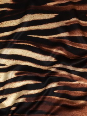 Mood Exclusive Italian Black, White and Brown Abstracted Zebra Border Printed Silk Charmeuse Mood Exclusive Italian Black, White and Brown Abstracted Zebra Border Printed Silk Charmeuse