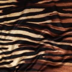 Mood Exclusive Italian Black, White and Brown Abstracted Zebra Border Printed Silk Charmeuse Mood Exclusive Italian Black, White and Brown Abstracted Zebra Border Printed Silk Charmeuse