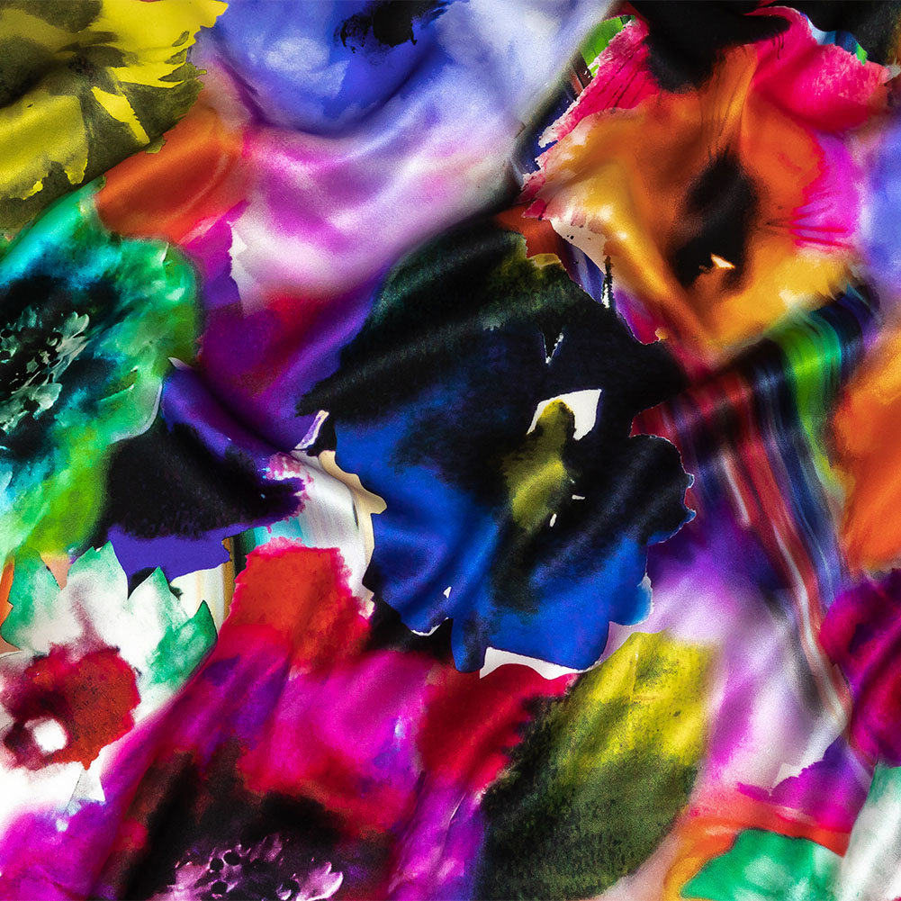 Mood Exclusive Italian Rainbow Floral Splash Silk Charmeuse Mood Exclusive Italian Rainbow Floral Splash Silk Charmeuse