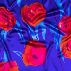Mood Exclusive Italian Navy, Ultramarine and Magenta Abstract Roses Silk Charmeuse Mood Exclusive Italian Navy, Ultramarine and Magenta Abstract Roses Silk Charmeuse