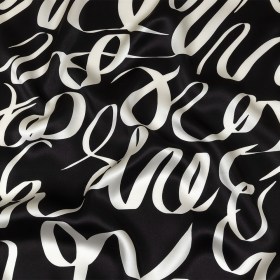 Mood Exclusive Italian Black Bean and White Calligraphic Squiggles Silk Charmeuse Mood Exclusive Italian Black Bean and White Calligraphic Squiggles Silk Charmeuse