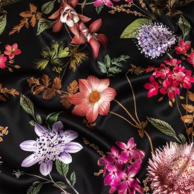 Mood Exclusive Italian Black, Pink and Green Floral Silk Charmeuse Mood Exclusive Italian Black, Pink and Green Floral Silk Charmeuse